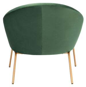Safavieh Mandi Glamorous Mid-Century Velvet Accent Chair In Malachite Green With Gold Legs For Any Space ACH6204B