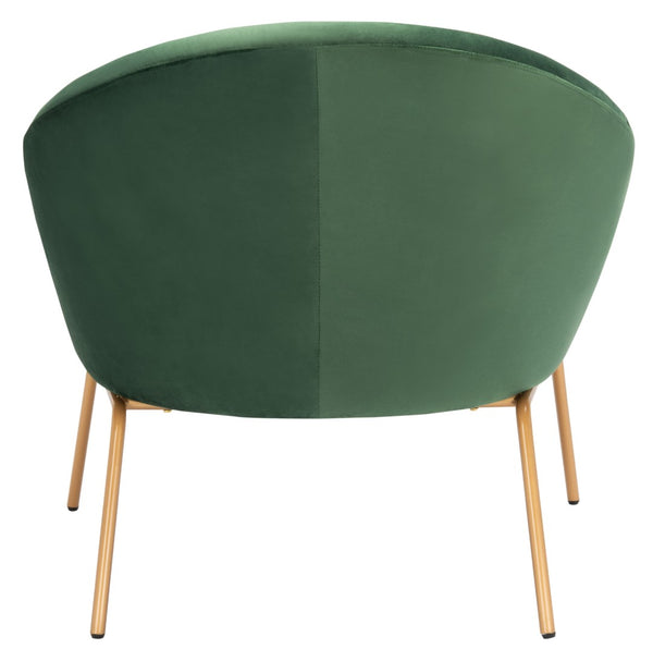 Safavieh Mandi Glamorous Mid-Century Velvet Accent Chair In Malachite Green With Gold Legs For Any Space ACH6204B