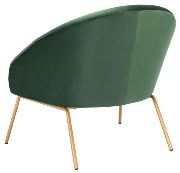 Safavieh Mandi Glamorous Mid-Century Velvet Accent Chair In Malachite Green With Gold Legs For Any Space ACH6204B