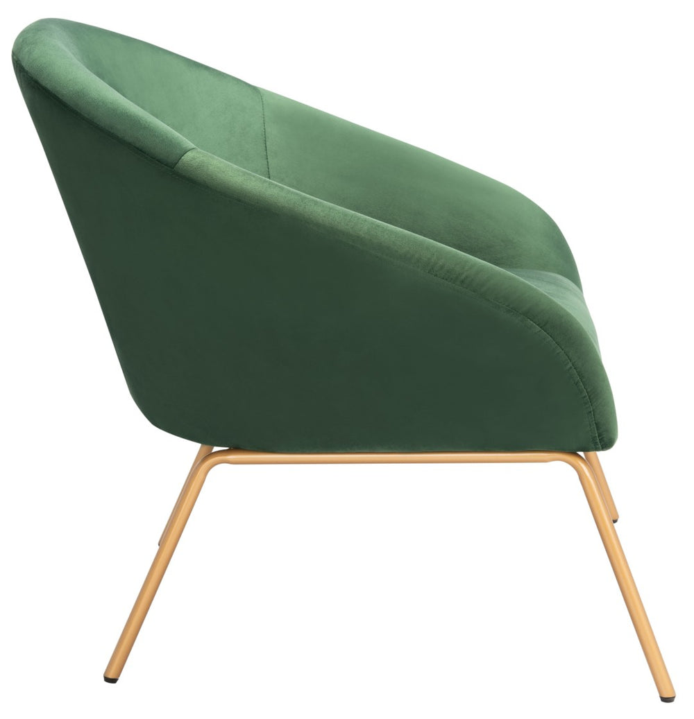 Safavieh Mandi Glamorous Mid-Century Velvet Accent Chair In Malachite Green With Gold Legs For Any Space ACH6204B