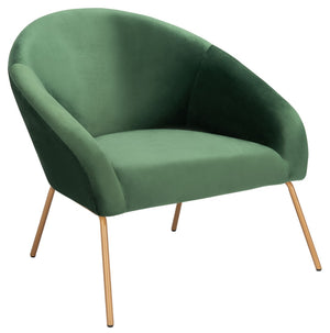 Safavieh Mandi Glamorous Mid-Century Velvet Accent Chair In Malachite Green With Gold Legs For Any Space ACH6204B