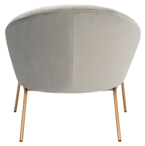 Safavieh Mandi Glamorous Mid-Century Modern Accent Chair With Plush Upholstery For Stylish Living Spaces Grey Velvet/Gold ACH6204C