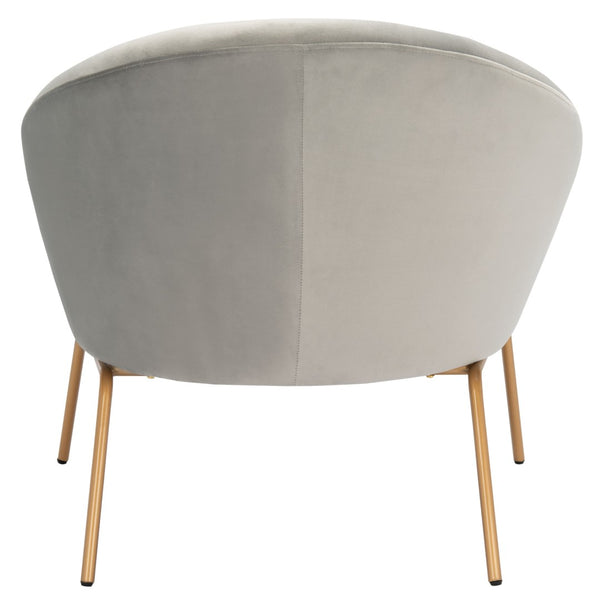 Safavieh Mandi Glamorous Mid-Century Modern Accent Chair With Plush Upholstery For Stylish Living Spaces Grey Velvet/Gold ACH6204C