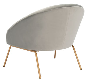 Safavieh Mandi Glamorous Mid-Century Modern Accent Chair With Plush Upholstery For Stylish Living Spaces Grey Velvet/Gold ACH6204C