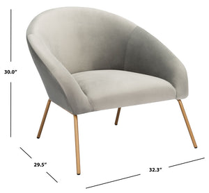 Safavieh Mandi Glamorous Mid-Century Modern Accent Chair With Plush Upholstery For Stylish Living Spaces Grey Velvet/Gold ACH6204C