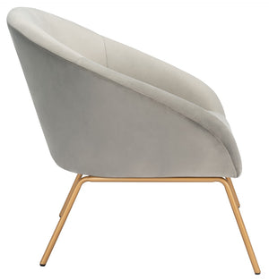 Safavieh Mandi Glamorous Mid-Century Modern Accent Chair With Plush Upholstery For Stylish Living Spaces Grey Velvet/Gold ACH6204C