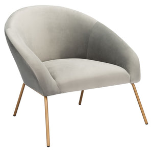 Safavieh Mandi Glamorous Mid-Century Modern Accent Chair With Plush Upholstery For Stylish Living Spaces Grey Velvet/Gold ACH6204C
