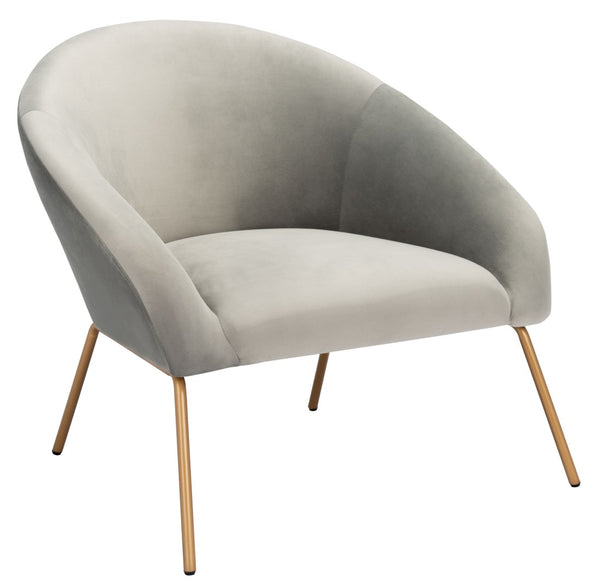 Safavieh Mandi Glamorous Mid-Century Modern Accent Chair With Plush Upholstery For Stylish Living Spaces Grey Velvet/Gold ACH6204C