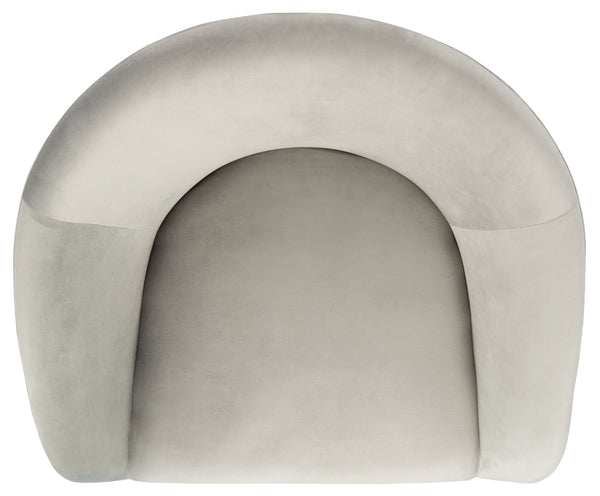 Safavieh Mandi Glamorous Mid-Century Modern Accent Chair With Plush Upholstery For Stylish Living Spaces Grey Velvet/Gold ACH6204C