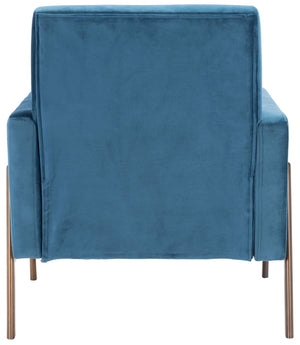 Safavieh Roald Sofa Accent Chair - Elegant Mid-Century Design With Glamorous Upholstery For Any Space Blue Velvet/Antique Coffee ACH6209A