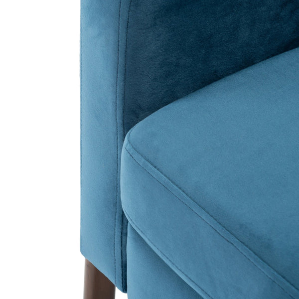 Safavieh Roald Sofa Accent Chair - Elegant Mid-Century Design With Glamorous Upholstery For Any Space Blue Velvet/Antique Coffee ACH6209A