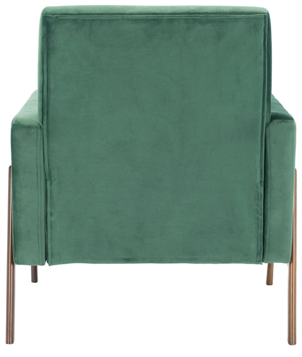 Safavieh Roald Sofa Accent Chair - Elegant Mid-Century Design With Glamorous Upholstery For Any Space Malachite Green Velvet/Antique Coffee ACH6209B
