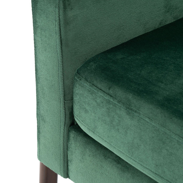Safavieh Roald Sofa Accent Chair - Elegant Mid-Century Design With Glamorous Upholstery For Any Space Malachite Green Velvet/Antique Coffee ACH6209B