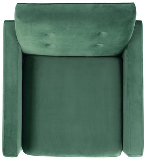 Safavieh Roald Sofa Accent Chair - Elegant Mid-Century Design With Glamorous Upholstery For Any Space Malachite Green Velvet/Antique Coffee ACH6209B