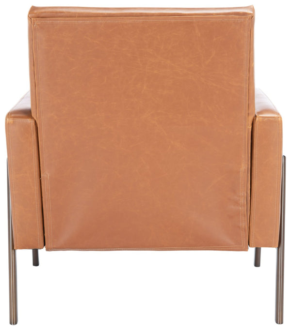 Safavieh Roald Sofa Accent Chair - Elegant Mid-Century Design With Glamorous Upholstery For Any Space Light Brown Pu/Antique Coffee ACH6209C