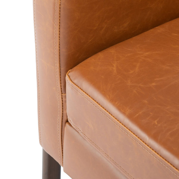 Safavieh Roald Sofa Accent Chair - Elegant Mid-Century Design With Glamorous Upholstery For Any Space Light Brown Pu/Antique Coffee ACH6209C