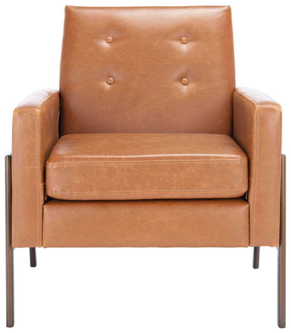 Safavieh Roald Sofa Accent Chair - Elegant Mid-Century Design With Glamorous Upholstery For Any Space Blue Velvet/Antique Coffee ACH6209A