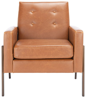 Safavieh Roald Sofa Accent Chair - Elegant Mid-Century Design With Glamorous Upholstery For Any Space Light Brown Pu/Antique Coffee ACH6209C