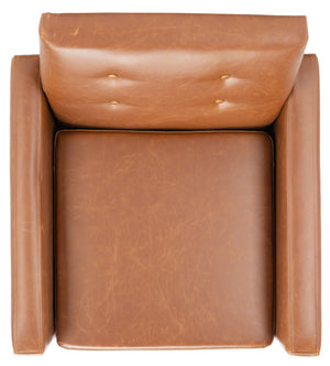 Safavieh Roald Sofa Accent Chair - Elegant Mid-Century Design With Glamorous Upholstery For Any Space Light Brown Pu/Antique Coffee ACH6209C