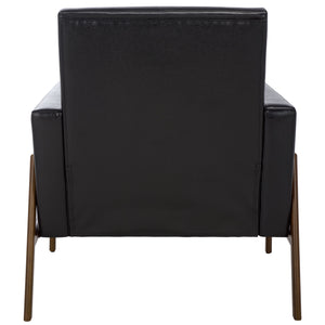 Safavieh Roald Sofa Accent Chair – Elegant Black & Antique Coffee Design For Stylish Home Comfort & Decor Black ,Antique Coffee Wood ,Pu ,Foam ,Iron Ach6209d