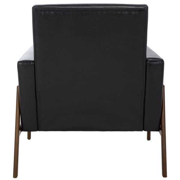 Safavieh Roald Sofa Accent Chair – Elegant Black & Antique Coffee Design For Stylish Home Comfort & Decor Black ,Antique Coffee Wood ,Pu ,Foam ,Iron Ach6209d