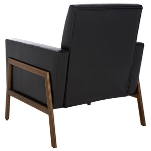 Safavieh Roald Sofa Accent Chair – Elegant Black & Antique Coffee Design For Stylish Home Comfort & Decor Black ,Antique Coffee Wood ,Pu ,Foam ,Iron Ach6209d