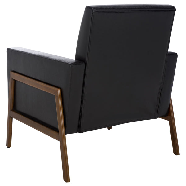 Safavieh Roald Sofa Accent Chair – Elegant Black & Antique Coffee Design For Stylish Home Comfort & Decor Black ,Antique Coffee Wood ,Pu ,Foam ,Iron Ach6209d