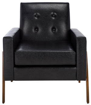 Safavieh Roald Sofa Accent Chair – Elegant Black & Antique Coffee Design For Stylish Home Comfort & Decor Black ,Antique Coffee Wood ,Pu ,Foam ,Iron Ach6209d
