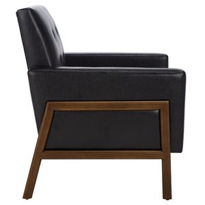 Safavieh Roald Sofa Accent Chair – Elegant Black & Antique Coffee Design For Stylish Home Comfort & Decor Black ,Antique Coffee Wood ,Pu ,Foam ,Iron Ach6209d