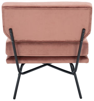 Safavieh Kermit Chic Mid-Century Accent Chair - Plush Seating For Stylish Living Rooms And Cozy Nooks Dusty Rose Velvet/Matte Black ACH6210A
