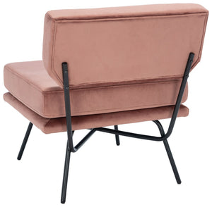 Safavieh Kermit Chic Mid-Century Accent Chair - Plush Seating For Stylish Living Rooms And Cozy Nooks Dusty Rose Velvet/Matte Black ACH6210A