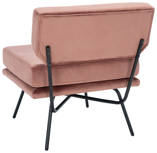 Safavieh Kermit Chic Mid-Century Accent Chair - Plush Seating For Stylish Living Rooms And Cozy Nooks Dusty Rose Velvet/Matte Black ACH6210A