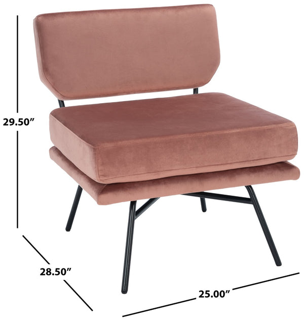 Safavieh Kermit Chic Mid-Century Accent Chair - Plush Seating For Stylish Living Rooms And Cozy Nooks Dusty Rose Velvet/Matte Black ACH6210A