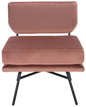 Safavieh Kermit Chic Mid-Century Accent Chair - Plush Seating For Stylish Living Rooms And Cozy Nooks Dusty Rose Velvet/Matte Black ACH6210A