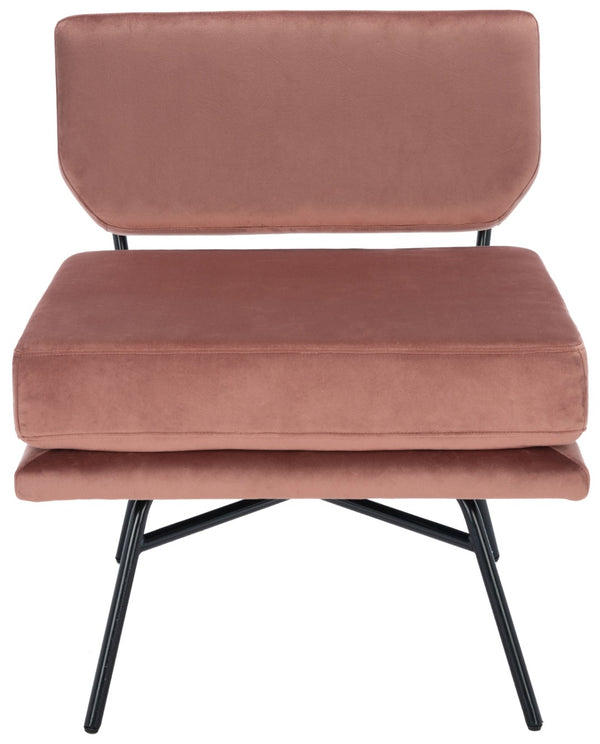 Safavieh Kermit Chic Mid-Century Accent Chair - Plush Seating For Stylish Living Rooms And Cozy Nooks Dusty Rose Velvet/Matte Black ACH6210A