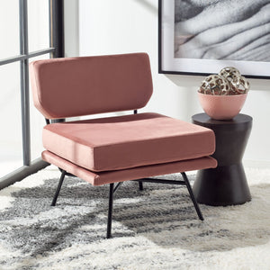Safavieh Kermit Chic Mid-Century Accent Chair - Plush Seating For Stylish Living Rooms And Cozy Nooks Dusty Rose Velvet/Matte Black ACH6210A