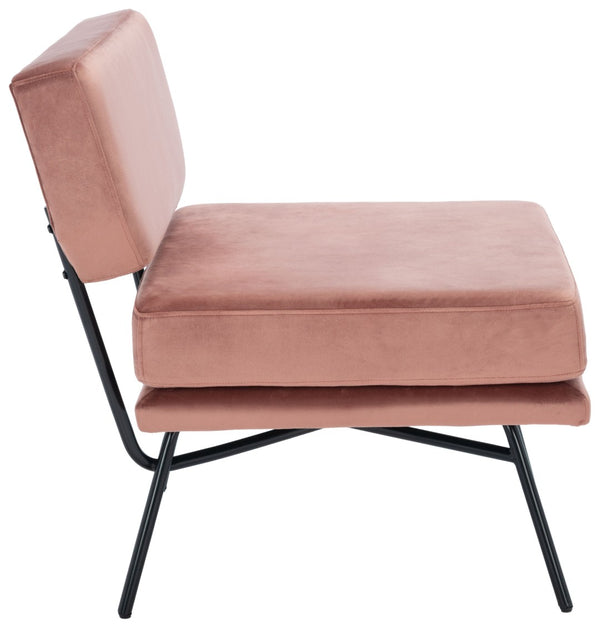 Safavieh Kermit Chic Mid-Century Accent Chair - Plush Seating For Stylish Living Rooms And Cozy Nooks Dusty Rose Velvet/Matte Black ACH6210A