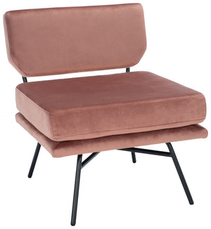 Safavieh Kermit Chic Mid-Century Accent Chair - Plush Seating For Stylish Living Rooms And Cozy Nooks Dusty Rose Velvet/Matte Black ACH6210A