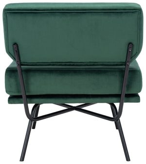 Safavieh Kermit Chic Mid-Century Accent Chair - Plush Seating For Stylish Living Rooms And Cozy Nooks Malachite Green Velvet/Matte Black ACH6210B