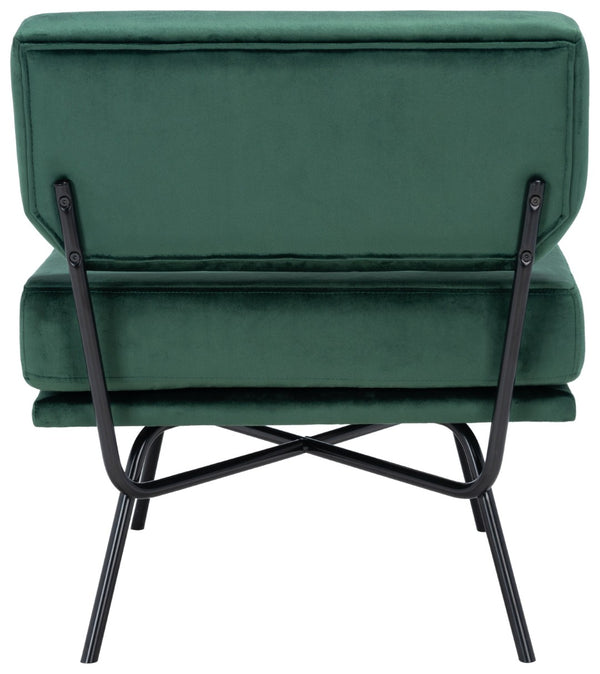 Safavieh Kermit Chic Mid-Century Accent Chair - Plush Seating For Stylish Living Rooms And Cozy Nooks Malachite Green Velvet/Matte Black ACH6210B