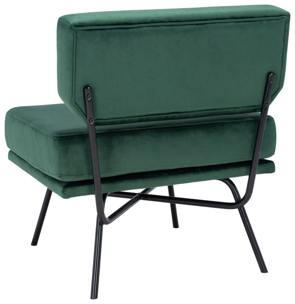 Safavieh Kermit Chic Mid-Century Accent Chair - Plush Seating For Stylish Living Rooms And Cozy Nooks Malachite Green Velvet/Matte Black ACH6210B