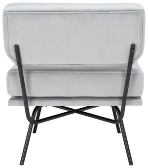 Safavieh Kermit Chic Mid-Century Accent Chair - Plush Seating For Stylish Living Rooms And Cozy Nooks Grey Velvet/Matte Black ACH6210C