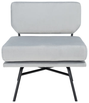 Safavieh Kermit Chic Mid-Century Accent Chair - Plush Seating For Stylish Living Rooms And Cozy Nooks Grey Velvet/Matte Black ACH6210C