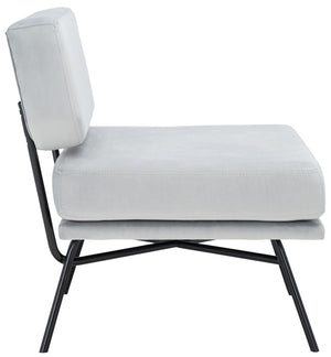Safavieh Kermit Chic Mid-Century Accent Chair - Plush Seating For Stylish Living Rooms And Cozy Nooks Grey Velvet/Matte Black ACH6210C
