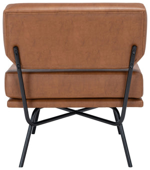 Safavieh Kermit Mid-Century Accent Chair In Cognac Vegan Leather - Stylish, Durable & Perfect For Any Space ACH6210D