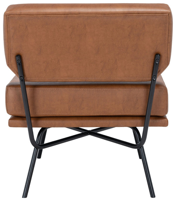 Safavieh Kermit Mid-Century Accent Chair In Cognac Vegan Leather - Stylish, Durable & Perfect For Any Space ACH6210D