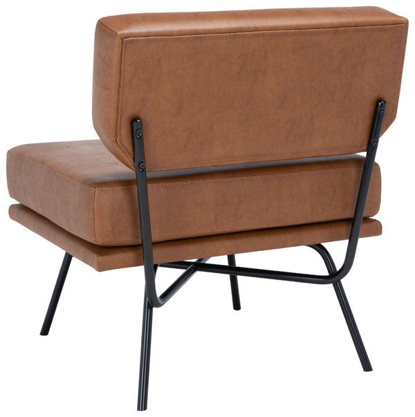 Safavieh Kermit Mid-Century Accent Chair In Cognac Vegan Leather - Stylish, Durable & Perfect For Any Space ACH6210D
