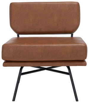 Safavieh Kermit Mid-Century Accent Chair In Cognac Vegan Leather - Stylish, Durable & Perfect For Any Space ACH6210D