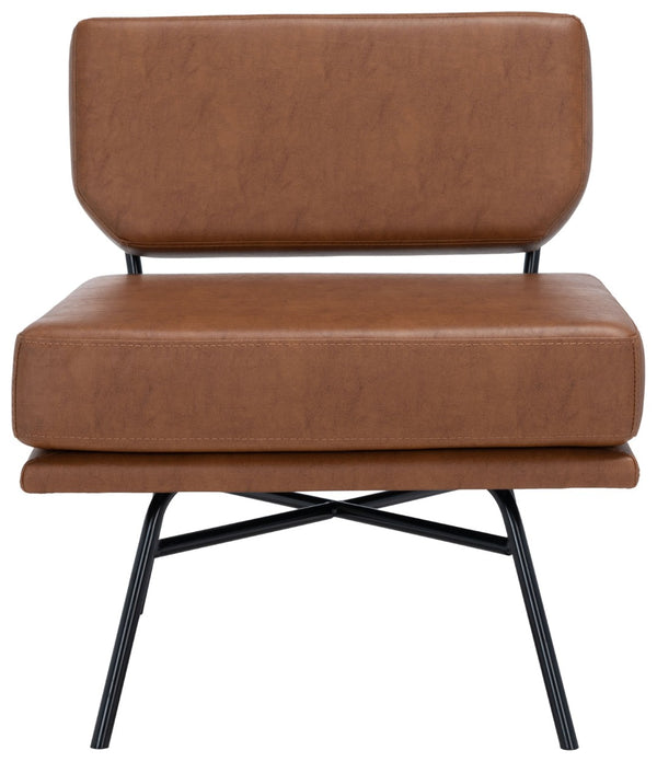 Safavieh Kermit Mid-Century Accent Chair In Cognac Vegan Leather - Stylish, Durable & Perfect For Any Space ACH6210D