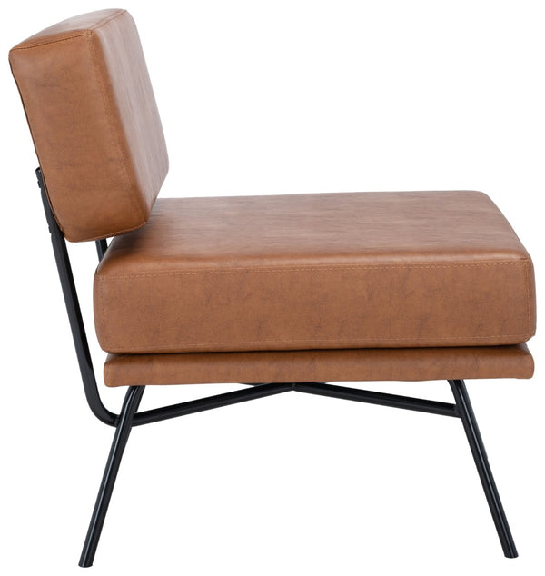Safavieh Kermit Mid-Century Accent Chair In Cognac Vegan Leather - Stylish, Durable & Perfect For Any Space ACH6210D